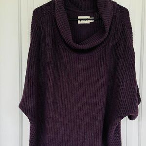 100% Organic Cotton Purple Oversized knit sweater/Tunic with a cowl neck